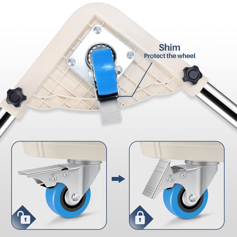 SPACECARE Mini Fridge Stand Furniture Dolly Mobile Roller with 4 Locking Wheels-Base Adjustable Refrigerator Washing Machine Stand Moving Cart- Appliance Dolly Cart Roller Pedestal - Off White - Image 4